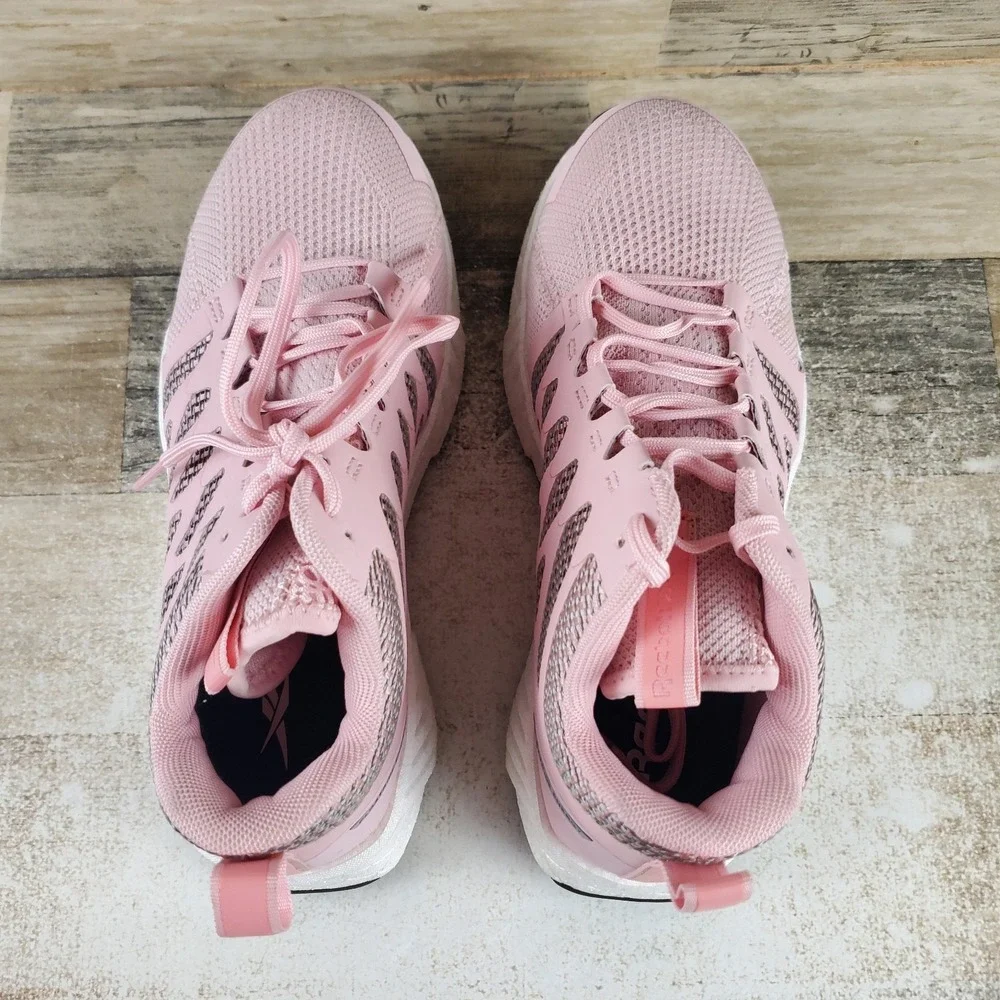 Reebok Fusion Flexweave Womens Work Shoes Sz 8 M Pink Mesh Composite Toe Lace Up
